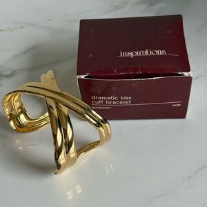 Vintage 1990 Avon Wide Goldplated Statement Cuff Bracelet 2” Patina Finish